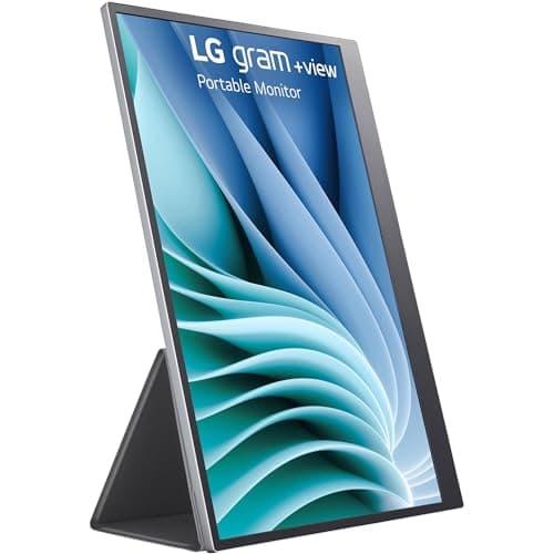 LG Gram +View 16 Portable Monitor - 16" WQXGA (2560x1600) IPS - DCI-P3 99% Color Coverage - Type-C Connectivity - Landscape & Portrait Orientation w/Folio Cover/Stand w/ICP 5