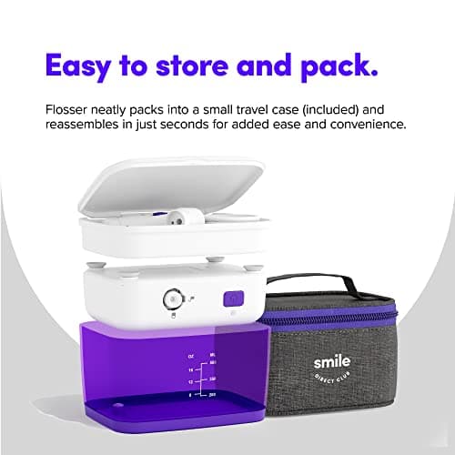 SmileDirectClub Space Saver Countertop Water Flosser – Large Capacity Water Reservoir, 120 Seconds of Flossing Time, Cordless, Rechargeable, Oral Irrigator with 5 Modes, Travel Case and 2 Flosser Tips 7