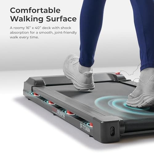Sunny Health & Fitness Treadpad 100 Smart Walking Treadmill – Compact, Portable, Under Desk, No Assembly, WiFi & Bluetooth SunnyFit App, Remote Control, LED Display, Shock Absorption - SF-T724064 5