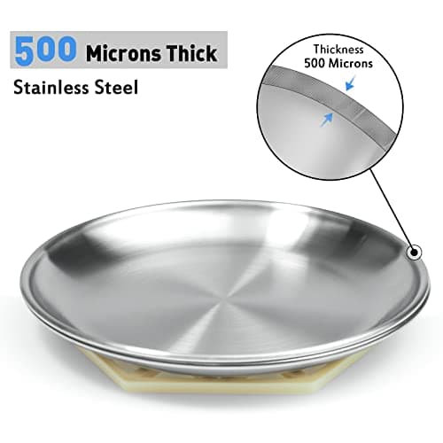 Stainless Steel Cat Dishes for Food and Water Bowls for Small Pets Relief of Whisker Fatigue -2 Sets Shallow Style(6.5 Inch) 5