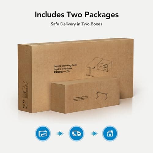 HUANUO L Shaped Standing Desk, Electric Executive Desk with Drawers, Adjustable Height Stand Up Desk, 55″ x 23.6″ One-Whole Piece Desktop, Home Office Computer Desk with 4 Memory Presets, Walnut 6