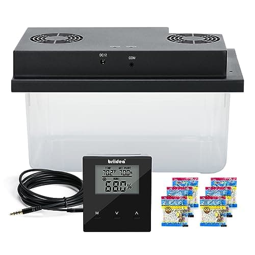 Briidea Electric Humidifiers for Cabinet (10-50 Cubic Ft.), 30% RH~80% RH Humidity Setting Values, Perfect Monitoring Temperature and Humidity, 12V Adapter Power Supply