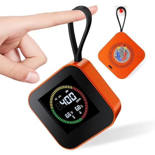 Portable Carbon Monoxide Detector for Travel – Nexus Sensus 3-in-1 CO Detector with Temp & Humidity Monitor, UL-Compliant USB-C Rechargeable Alarm for RV, Hotel, Camping, Home(1, Orange)