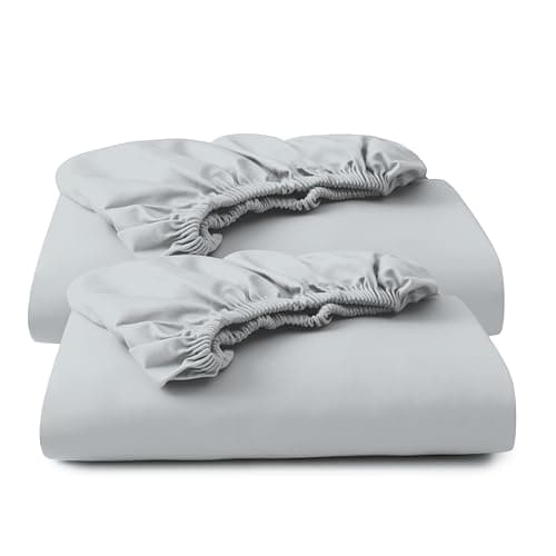 Split King/2 Pack Twin XL Fitted Sheet Only, 100% Egyptian Cotton, 600 Thread Count, 8"-16" Deep Pocket Sateen Weave Bottom Sheet, Soft Breathable Hotel Quality (Split King/2 Pack Twin XL, Gray)