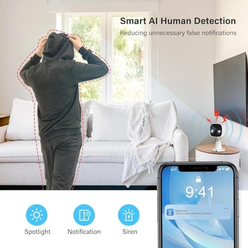 Jennov 2K Security Camera, WiFi Indoor Camera for Home Security, Plug in Powered Pet Cam, Dual-Band (5GHz/2.4GHz), Color Night Vision, 2-Way Audio, Human Motion Detection, IP66 Waterproof Outdoor 6