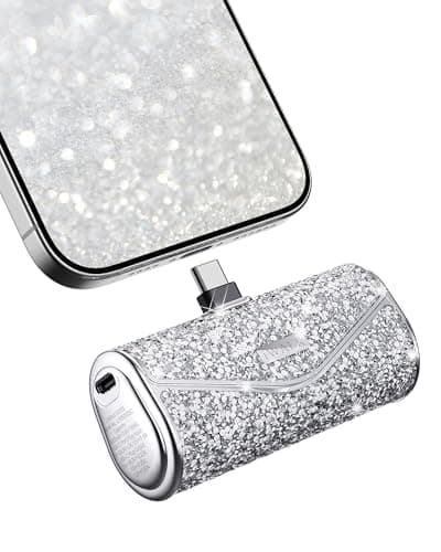 iWALK Upgraded Sparkly Portable Charger 22.5W, 5000mAh Power Bank for iPhone 17/16/15 Series, Mini Battery Pack with Built-in USB-C Connector Compatible with Samsung S25/24, iPad Pro/Air, AirPods