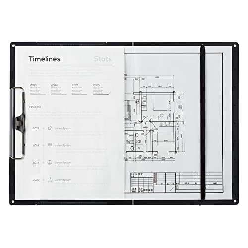 Kokuyo Clipboard, A3 or A4 Clip Holder for Organizing Files, 12.5 x 17.5 inch Foldable File Holder for Construction Documents with Storage Pocket. Black, Japan Import (Joha-WR50ND)