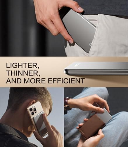 [0.3" Ultra Slim] [Alloy-Made] ULiXWH for Magsafe Portable Charger for iPhone, 2025 Upgrade 5000mAh Fast Charging Magnetic Power Bank, Wireless Battery Pack for iPhone 17 Air 16 15 Pro Max 14 13, Grey 6