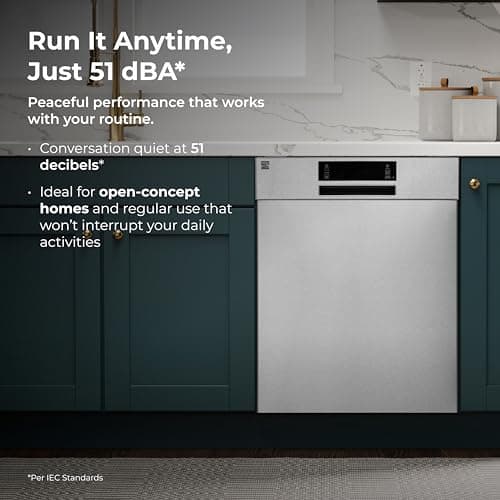 Kenmore 22-14595 24" Built-In Dishwasher - UltraWash, SmartWash, Sanitize Rinse, SmartDry and Leak Detection - 14 Place Settings - 51 DBA - ENERGY STAR Certified - 24" - Stainless Steel 7