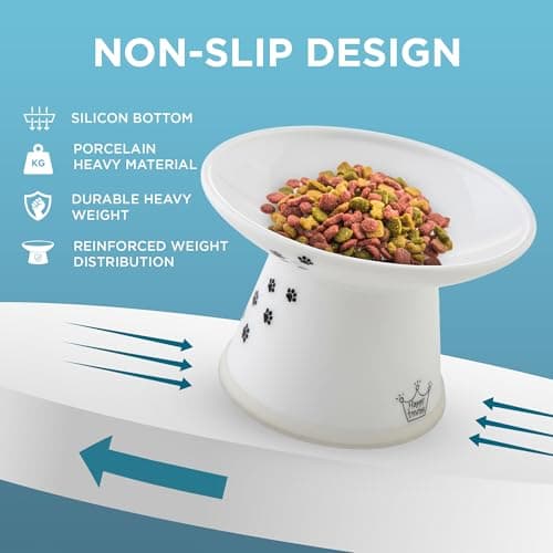 Necoichi Raised Cat Food Bowl – Ceramic Elevated Cat Bowl for Whisker & Neck Fatigue, Dishwasher Microwave Safe – Non-Slip & Anti Vomiting Ergonomic Design (Cats, Extra Wide, 2-Cups Capacity) 7