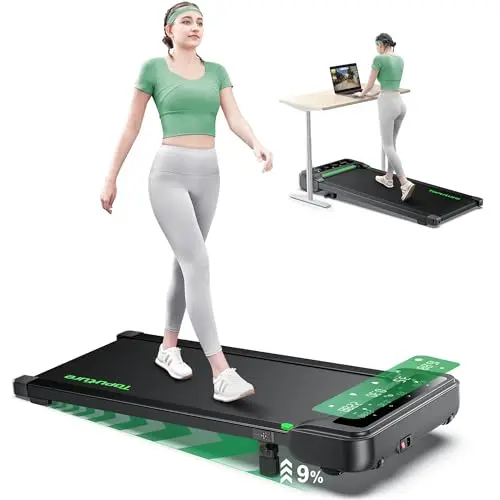 Walking Pad with Incline, Under Desk Treadmill, Portable Treadmills for Home/Office, 2.5HP Walking Jogging Running Machine 300 lbs Capacity with LED Display, Remote Control/App Control (Green)