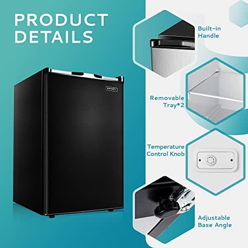 Euhomy Upright freezer, 3.0 Cubic Feet, Single Door Compact Mini Freezer with Reversible Door, Small freezer for Home/Dorms/Apartment/Office (Black) 6