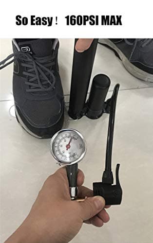 VIMILOLO Bicycle Pump, Bike Floor Pump Inflator for Presta and Schrader Valve Portable Tire Pumps for Ball Bike Pumps 5