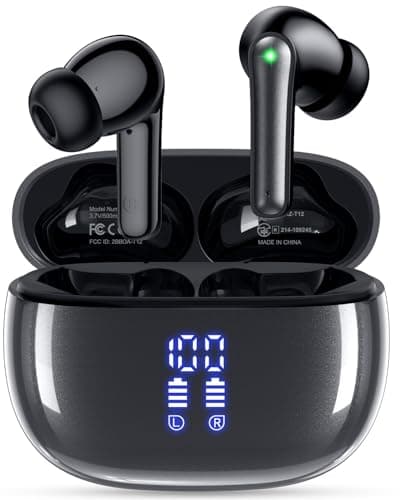 HUIFU Wireless Earbuds Bluetooth Headphones, Ear Buds with Deep Bass, 40H Long Playtime, Power Display, IPX7 Waterproof in Ear Earphone with Mic for Phone Tablet Sports Workout, Lividity