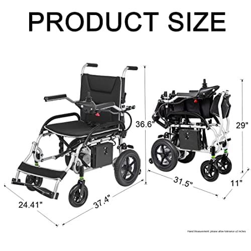 2eCenter Electric Wheelchair, Lightweight 37.5 lbs,Dual180W Motor Power,10AH Battery,12 Miles Range for Adults, Foldable Lightweight Electric Wheelchairs with Seatbelt, Max Capacity:265 lbs 5