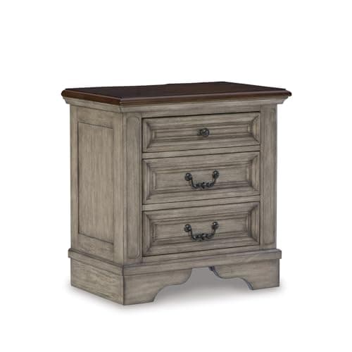Signature Design by Ashley Lodenbay Casual 3 Drawer Night Stand with USB Charging Ports, Antique Gray