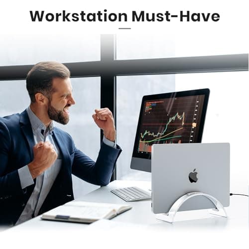 Acrylic Vertical Laptop Stand for Desk,Acrylic Invisible Desktop Notebook Dock,Vertical Laptop Holder Space-Saving Organizer for All MacBook, Surface, Samsung, HP, Dell 7