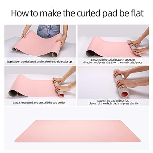 YSAGI Dual-Sided Desk Pad Protector, Desk Mat with Non-Slip - Waterproof PU Leather Office Desk Blotter for Mouse, Keyboard, Writing,31.5" x 15.7",Pink 7