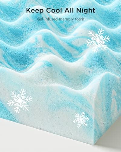 PERLECARE 3 Inch Egg Crate Memory Foam Mattress Topper Queen Size, Pressure Relief & Cooling Gel Infused Mattress Pad, Soft & Ventilated Design Bed Topper, CertiPUR-US Certified, Blue 4