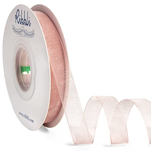 Ribbli Sweet Nectar Pink Organza Ribbon,1/2 Inches x Continuous 50 Yard,Rose Gold Sheer Ribbon for Gift Wrapping,Cookie Wrapping,Wedding Decoration,All Crafting and Sewing