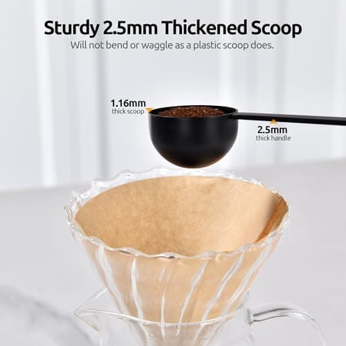 U-Taste Coffee Scoop 2 Tablespoon: 18/8 Stainless Steel Measuring Scooper for Ground Coffee, Bean, Powder, Espresso, 4.3in Long Handle Metal Meaure Spoon for Canister, Jar (2Tbsp/30ml, Black) 8