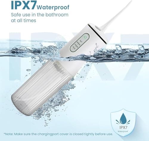 Cordless Water Flosser for Teeth Cleaning Pick - Electric Dental Irrigator with 4 Cleaning Modes & 8 Jet Tips, IPX7 Waterproof, Portable Rechargeable Design for Home & Travel Use,White 6