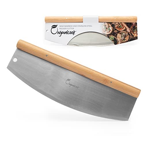 Organicook Pizza Slicer Rocker Cutter - 14" Pizza Knife Herb Cutter - Sharp Strong Blade. Best Alternative to Kitchen knife, Pizza Wheel, Pizza Scissors