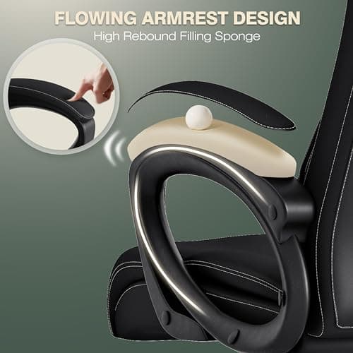 ELABEST Ergonomic Big and Tall Leather Office Chair, Comfortable Executive High Back Computer Desk Chair, Modern and Comfy With Padded Armrests, Black 5