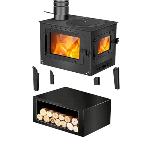 FENGXCXY Indoor Wood-Burning Stove with Dual Viewing Windows, a Pellet Stove Capable of Heating Spaces from 200 to 750 Square Feet