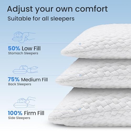 TWK Original Adjustable Bed Pillow for Sleeping, Good for Side, Back & Stomach Sleeper with Washable Removable Cover, Additional Foam Fill Included 6