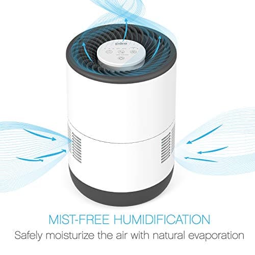 Pure Enrichment MistAire Eva - Mist-Free Evaporative Humidifier with Antibacterial Filter, 2.8-L Tank, 4 Speeds, Large Room Coverage up to 500 sq. ft., Night Light, Auto Shut-Off Timer, No White Dust 5