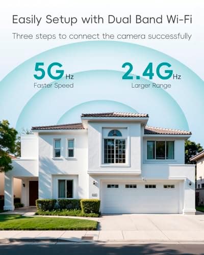 ZUMIMALL 2.4G/5G WiFi Security Cameras Outdoor, 2K Wired Camera for Home Security for 24/7 Continuous Recording, 360° PTZ Auto Tracking, Full Color Night Vision, 2-Way Audio, Works with Alexa 6