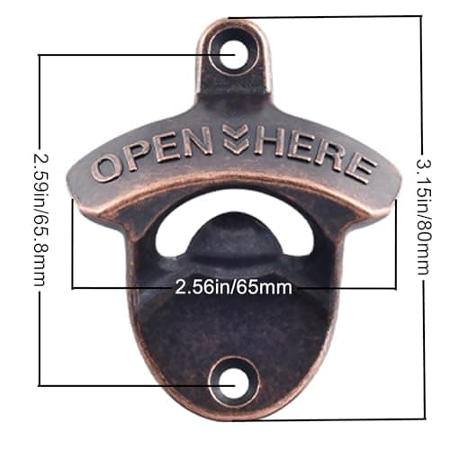HAIICEN Vintage Copper Bottle Cap Opener Wall Mount, Retro Beer Bottle Opener with Screws for Homes Kitchen (Pack of 2) 6