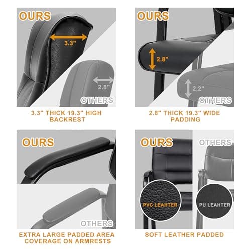 SUPER DEAL Office Guest Chair Bonded Leather Executive Side Chair Reception Chair with Solid Metal Frame Home Office Furniture 5