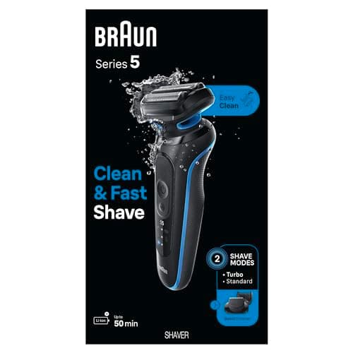 Braun Electric Shaver for Men, Series 5 5120s, Wet & Dry Shave, Turbo Shaving Mode, Foil Shaver, Engineered in Germany, with Beard Trimmer & Attachments, Blue 9
