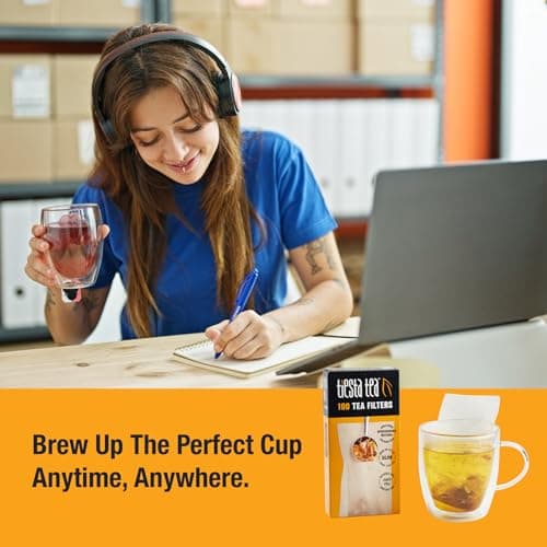 Tiesta Tea Loose Leaf Filters for Brewing, Disposable Infuser for Hot & Iced Drinks, Easy-Fill Steeper, Unbleached Paper, Single-Cup Infuser for Loose Leaves, 100 Empty Bags 6