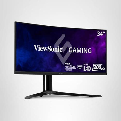 ViewSonic XG341C-2K 34 Inch 1440p 21:9 Curved Gaming Monitor 1ms, 200Hz, FreeSync Premium Pro, Mini LED, HDMI 2.1, USB C, HDR1400 9