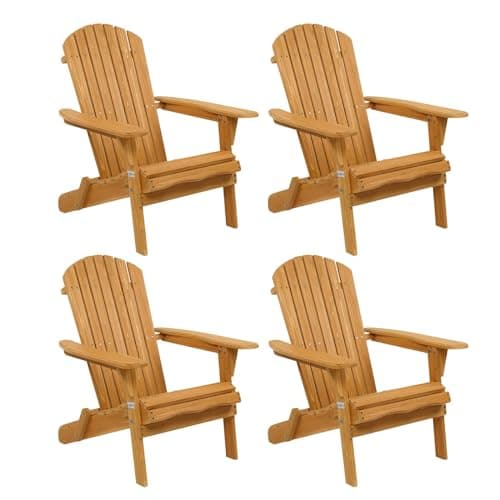 VINGLI Folding Adirondack Chairs Set of 4 Clearance Weather Resistant/Lawn Cheap Fire Pit Highwood Lounge Chairs-Patio Furniture Sets for Campfire, Bonfire