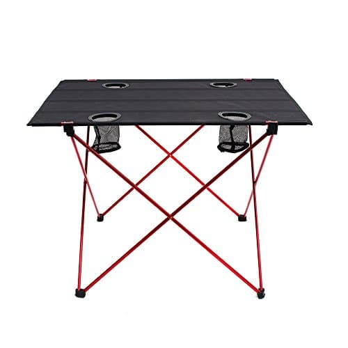 Outry Lightweight Folding Table with Cup Holders, Portable Camp Table (L - Unfolded: 29.5" x 22" x 21")