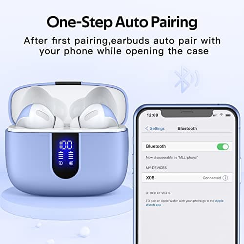 TAGRY Bluetooth Headphones True Wireless Earbuds 60H Playback LED Power Display Earphones with Wireless Charging Case IPX5 Waterproof in-Ear Ear buds with Mic for TV Smart Phone Laptop Computer Sports 5