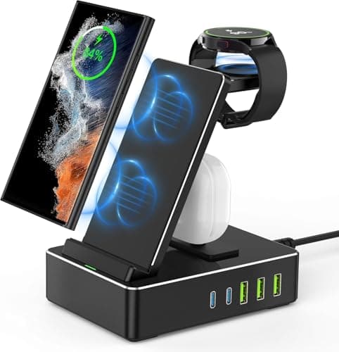 Wireless Charging Station for Samsung,8 in 1 Charging Station for Samsung Devices,USB C Charger Dock for S22 Ultra, Etc,.Galaxy Watch 5, Active 2/1, Galaxy Buds/Pro/Live (Black)