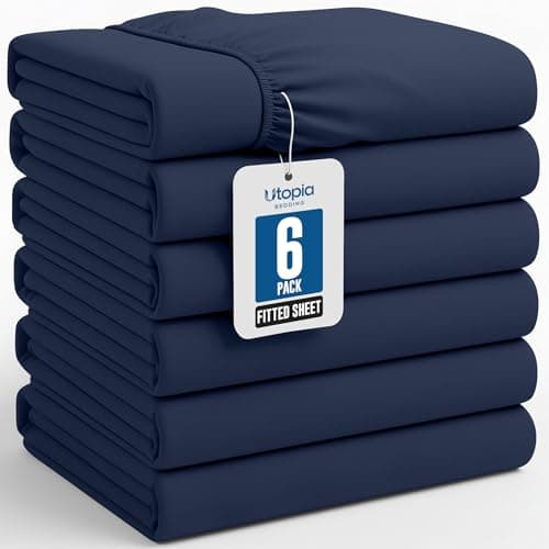 Utopia Bedding Twin Fitted Sheets - Bulk Pack of 6 Bottom Sheets - Soft Brushed Microfiber - Deep Pockets - Shrinkage & Fade Resistant - Easy Care (Navy)