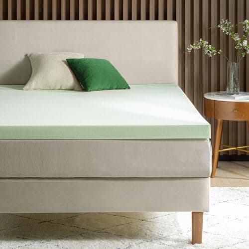 ZINUS 3 Inch Green Tea Memory Foam Mattress Topper, Pressure-Relieving Layer, Ideal for Back Pain Relief, Compact WONDERBOX Packaging, CertiPUR-US Certified, Full 11