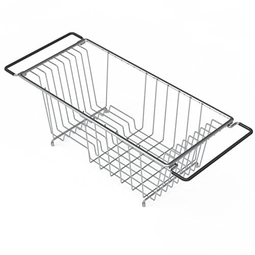 Simple Houseware Over Sink Counter Top Stainless Steel Dish Drainer Drying Rack, Chrome 5