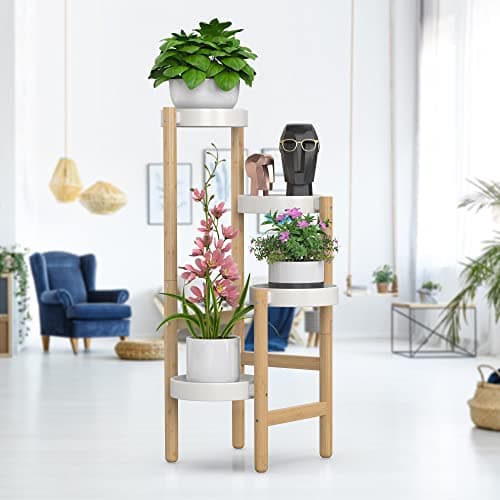 Wisuce Bamboo Plant Stands Indoor, 4 Tier Tall Corner Plant Stand Holder & Plant Display Rack for Outdoor Garden Indoor Home (4 Tier -2) 5