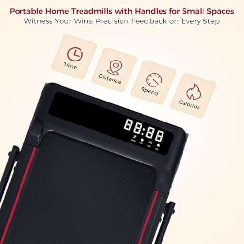 Treadmill with Handles for Home Small, 3.0HP Electric Compact Walking Pad Treadmills with Handle Bar, 0.6-6.2MPH Portable Under Desk Treadmill Home for Small Space, 320LBS 5