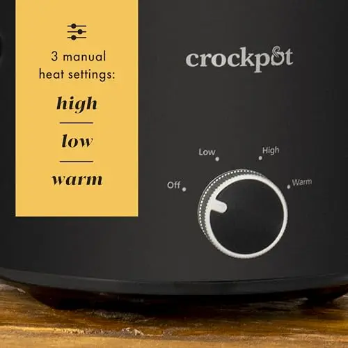 Crock-Pot 2-Quart Manual Slow Cooker, Feeds 2+ People, Great for Small Meals, Dips, & Sides; Removable Stoneware is Oven & Dishwasher Safe, Black 6