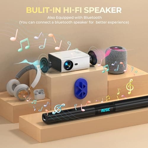Projector with WiFi and Bluetooth,【Electric Focus/Keystone/Zoom】 YUZINO Mini Projector, 1080P FHD Portable Projector for Outdoor, 15000L Movie Projector for Bedroom for TV Stick/Phone/HDMI/USB/ Laptop 5