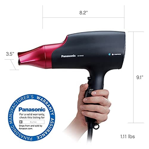 Panasonic nanoe Hair Dryer, 1875 Watt Professional Blow Dryer for Smooth, Shiny Hair with 3 Attachments Quick Dry Nozzle, Diffuser and Concentrator Nozzle – EH-NA65-K (Black/Pink), Black 6