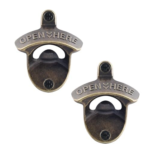 HAIICEN Retro Bottle Opener Wall Mounted, Antique Bronze Table Mounted Beer Cap Opener Stainless (2 Packs)